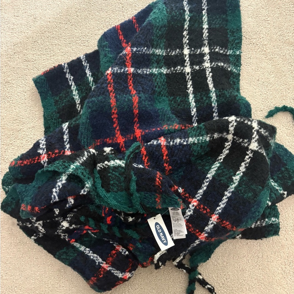 Scarf in Green, Marine Blue and Red